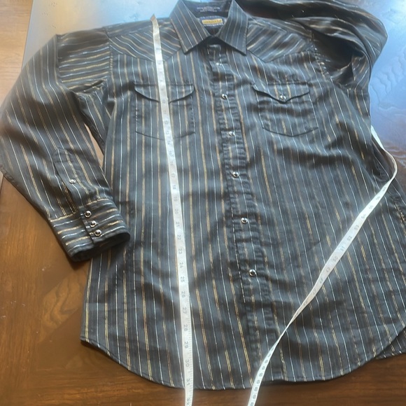 Panhandle Slim Pearl Snap Black With Gold Threading Long Sleeve Shirt Size 16-35 - Picture 13 of 14